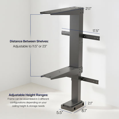 Height Adjustable Electric Shelf Mount for Garage and Workbench with Remote Shelf Distance