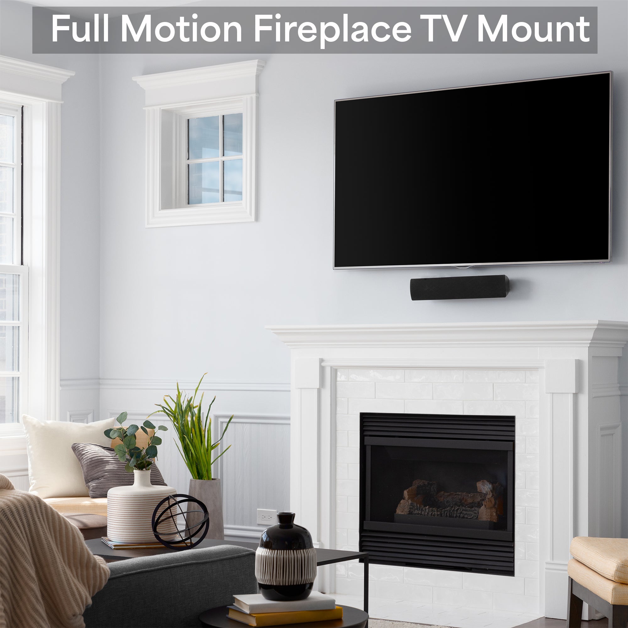 Large adjustable electric TV wall mount for screens up to 90 inches featuring swivel and remote controlled motorized height adjustment.