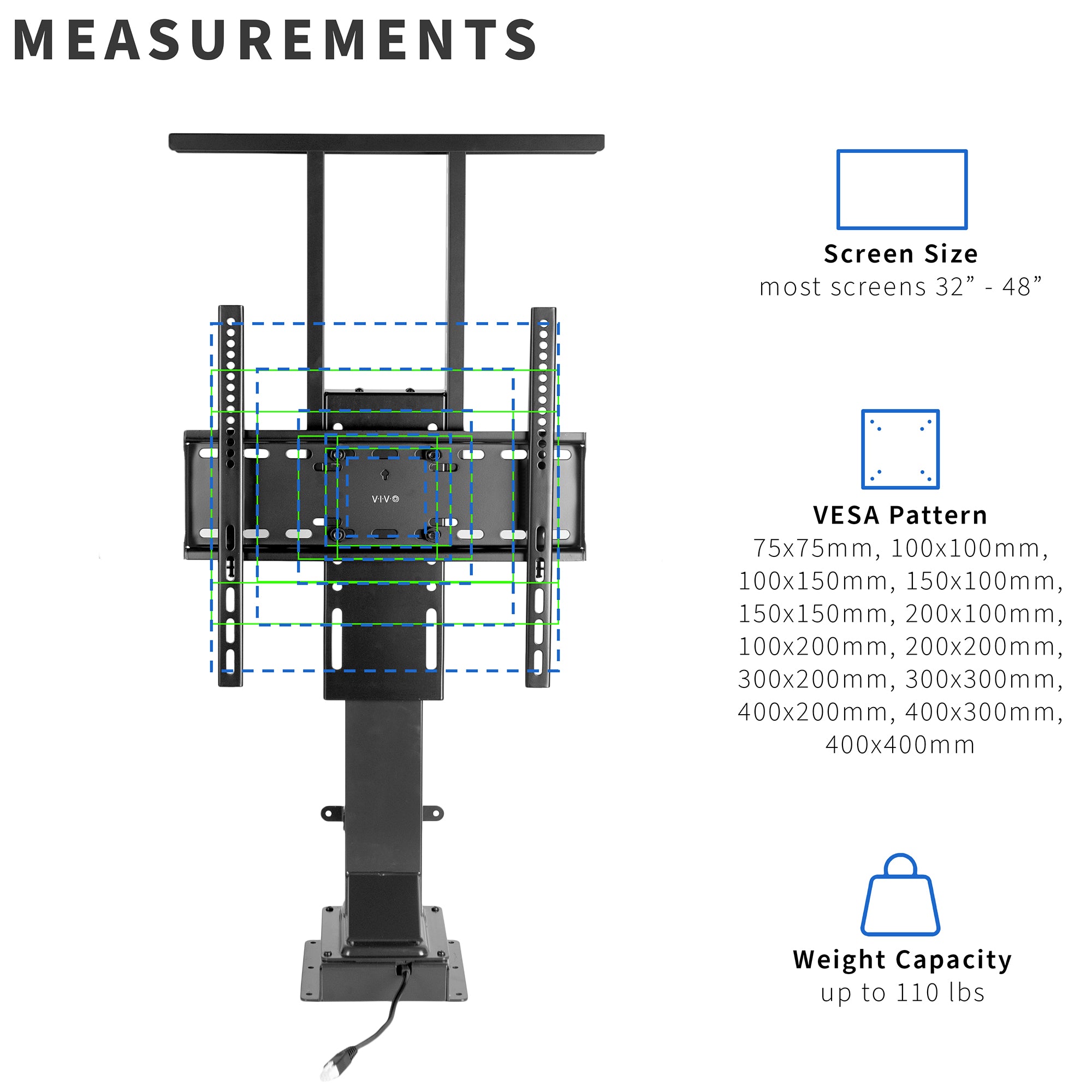 Versatile VESA compatibility and hefty weight capacity to securely mount your screen.