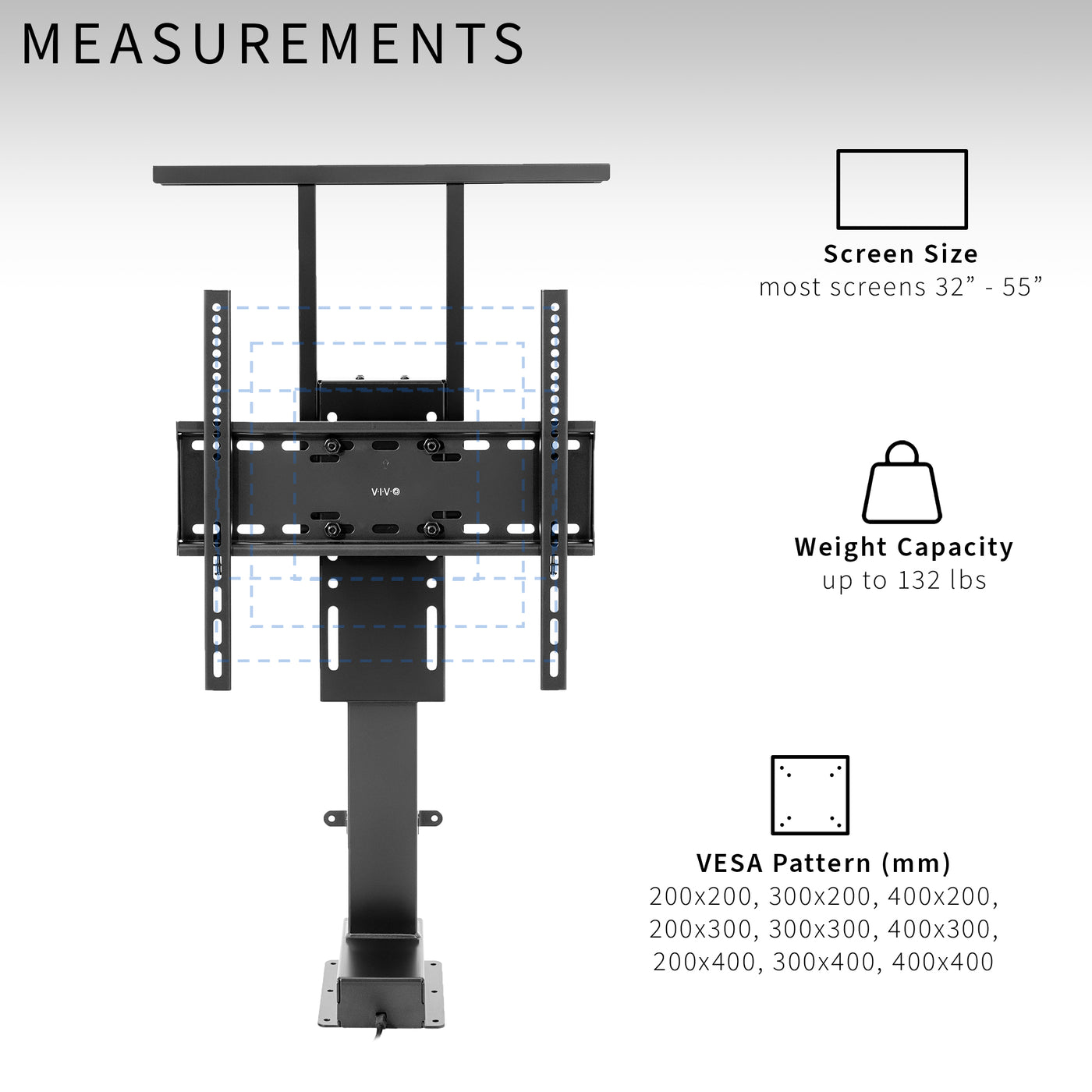 VIVO Steel Adapter VESA Bracket 400x200mm for TV Screen Sizes 32 to 55 