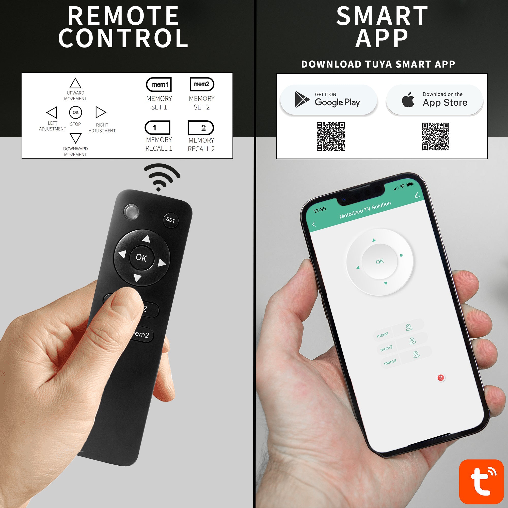 Motorized TV Stand with Remote Control