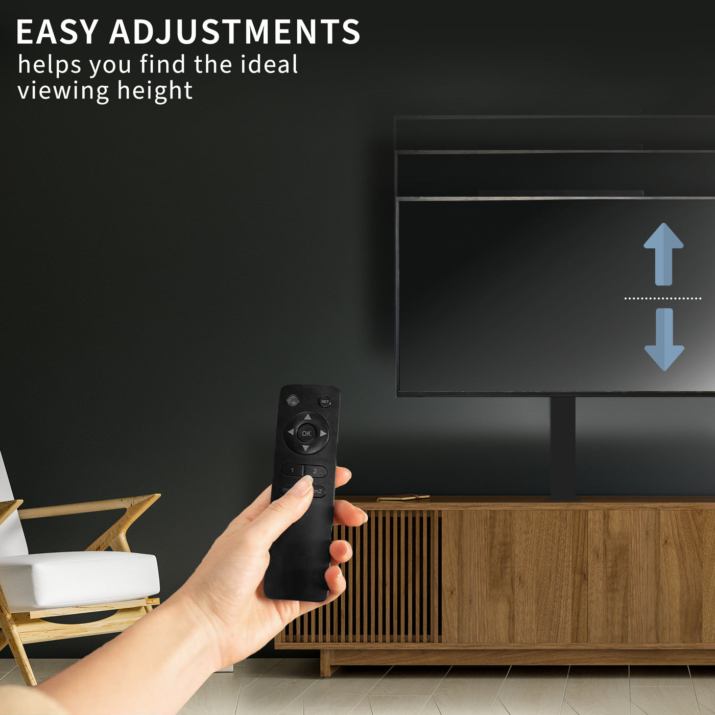 VIVO Soporte de TV motorizado para pantallas de 37 a 65 pulgadas, soporte  de elevación vertical con control remoto, soporte de montaje compacto para