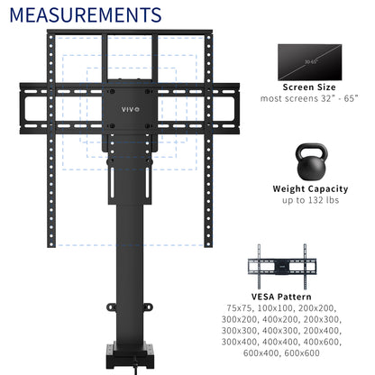 Motorized Large TV Stand for 37 to 77 inch Screens, Vertical Lift Television Stand with Remote Control, Compact TV Mount Bracket