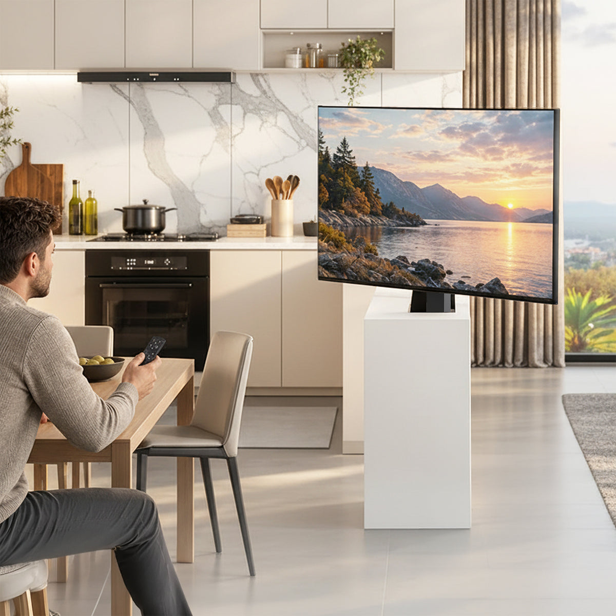 Rotating Motorized TV Stand with Remote Control - 37" to 80" Screens