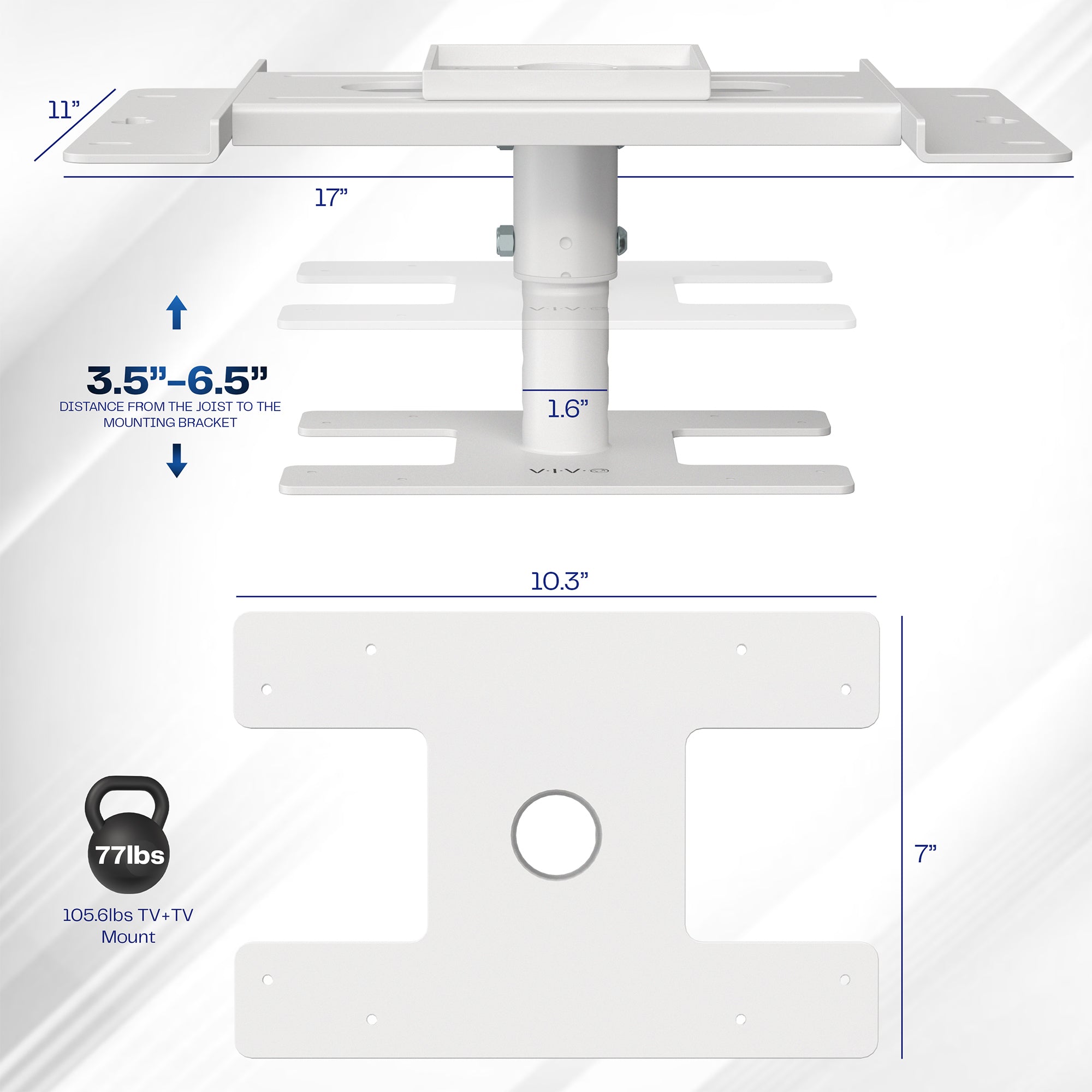 White Drop Ceiling Mount Designed for MOUNT-E-FD55W / MOUNT-E-FD70W