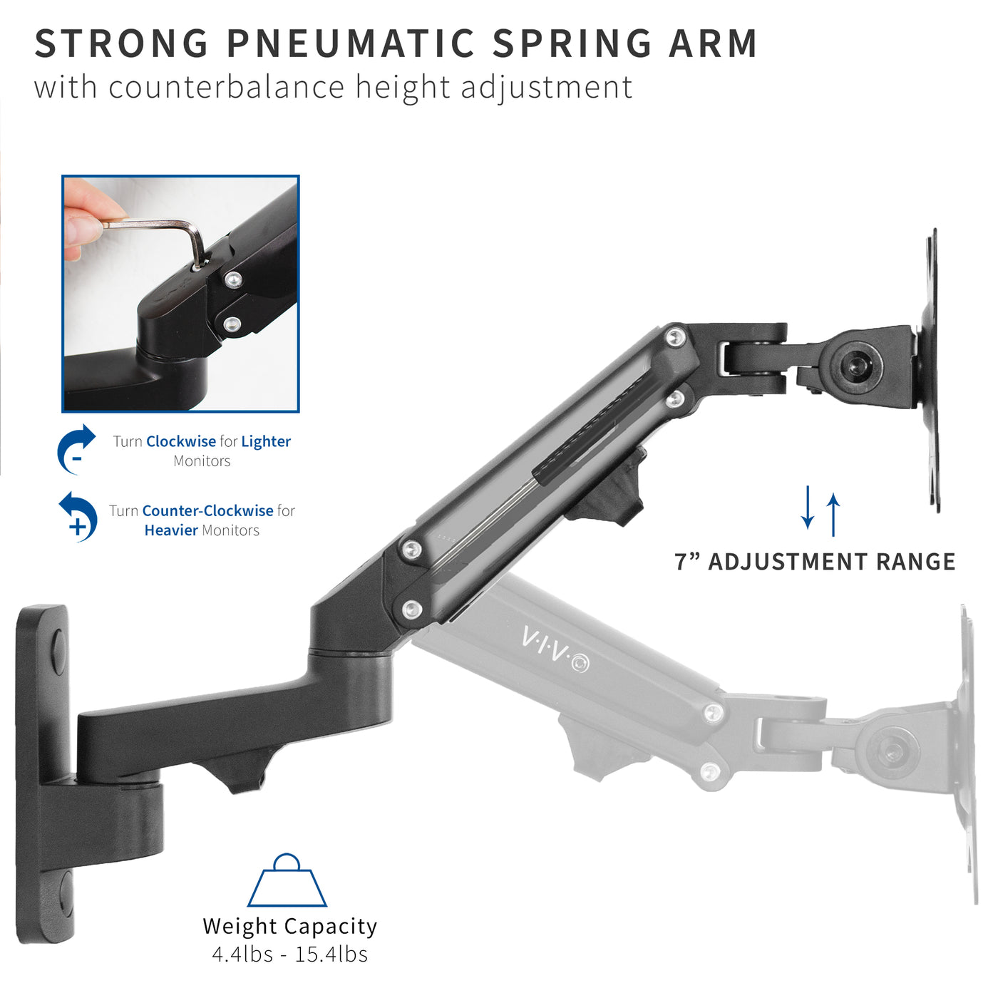 VIVO Premium Aluminum Single Monitor Wall Mount