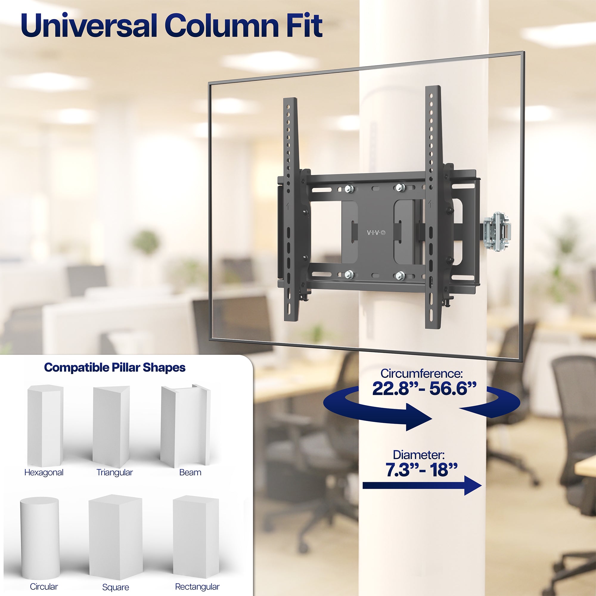 Strap-On Full Motion Round and Square Column TV Mount - 40" to 86" Screens