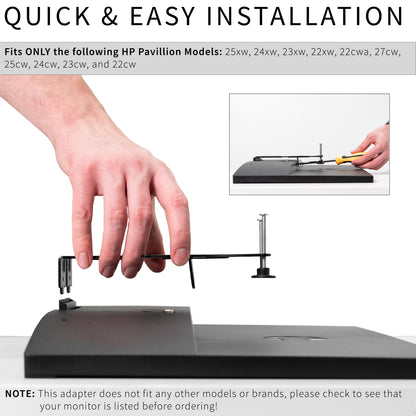 Quick attach VESA adapter for HP monitor mounting capabilities.