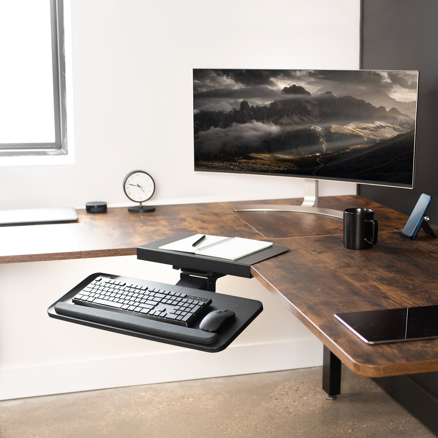 Computer Keyboard Desk Attachment Black Corner Desk Keyboard Tray – VIVO - desk solutions, screen ...