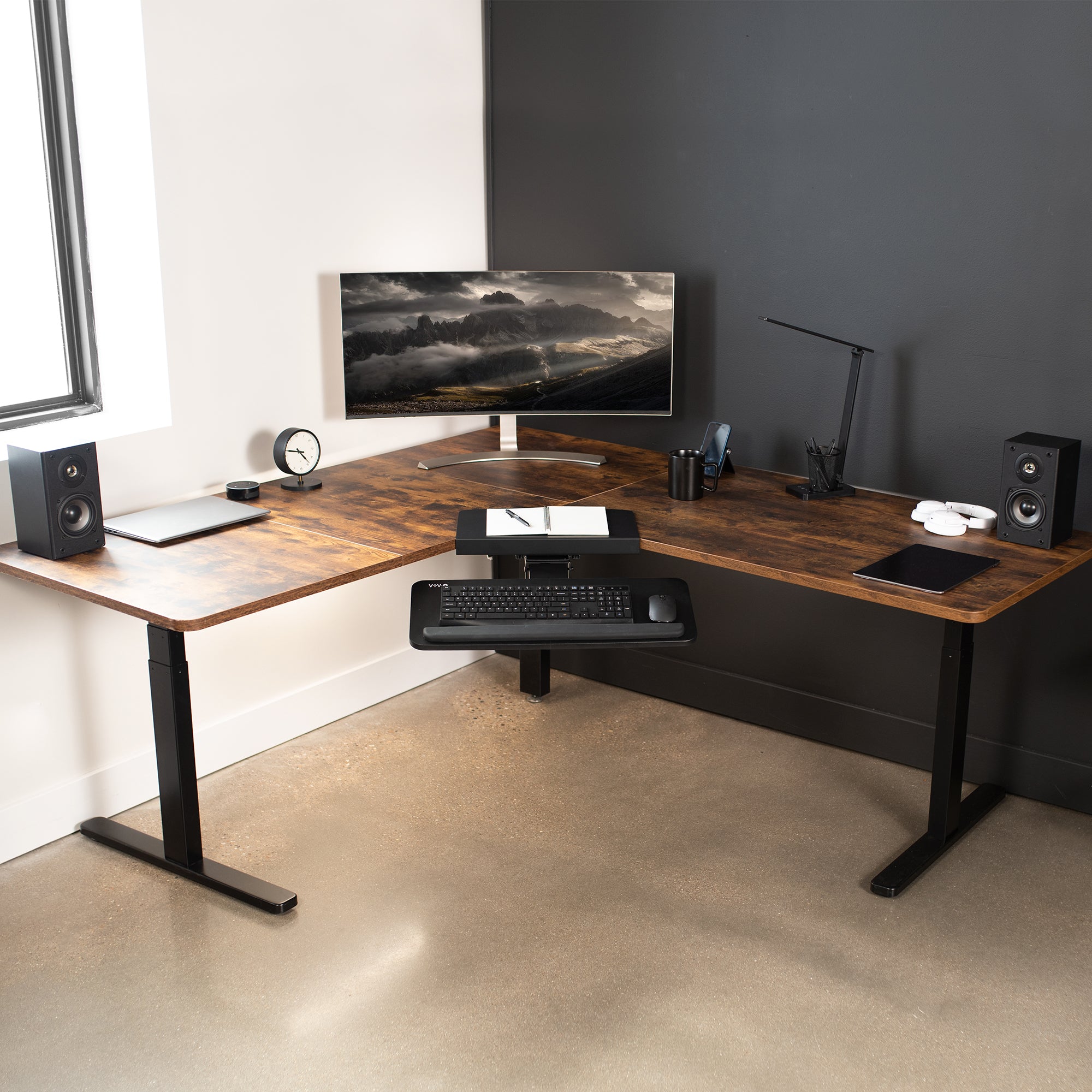 Corner Desk Keyboard Tray VIVO desk solutions screen mounting and more