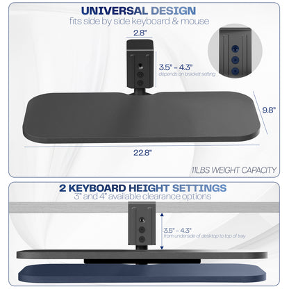 Single Clamp Rotating Keyboard Tray