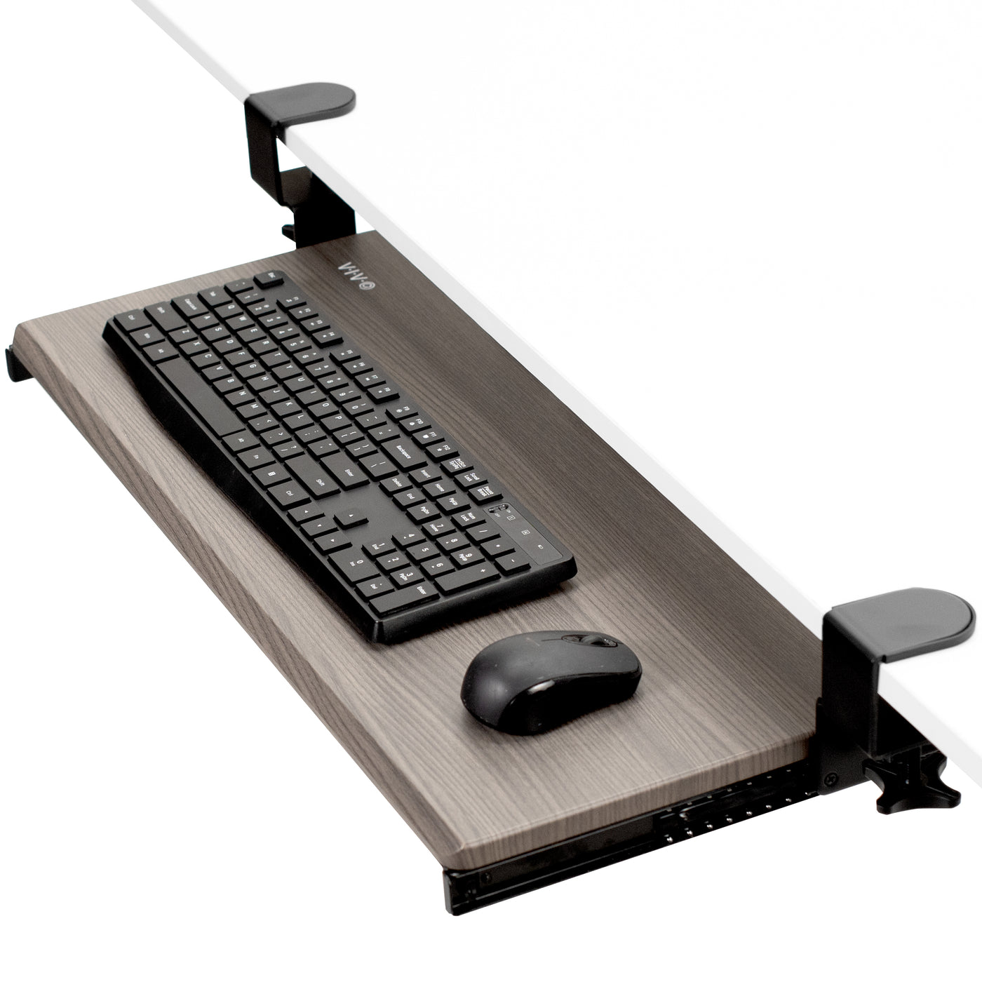 vivo Gray Clamp-On Computer Keyboard and Mouse Under Desk Slider Tray