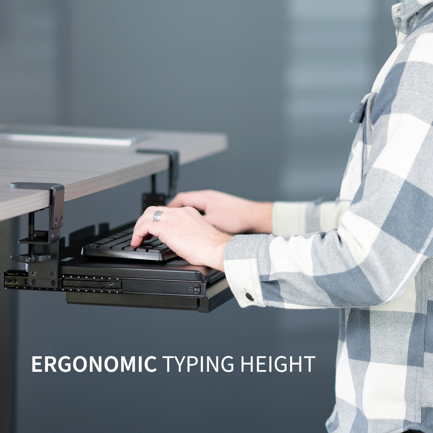 Keyboard Adjustable Rack Black Clamp-on Height Adjustable Keyboard Tray with Drawer – VIVO ...