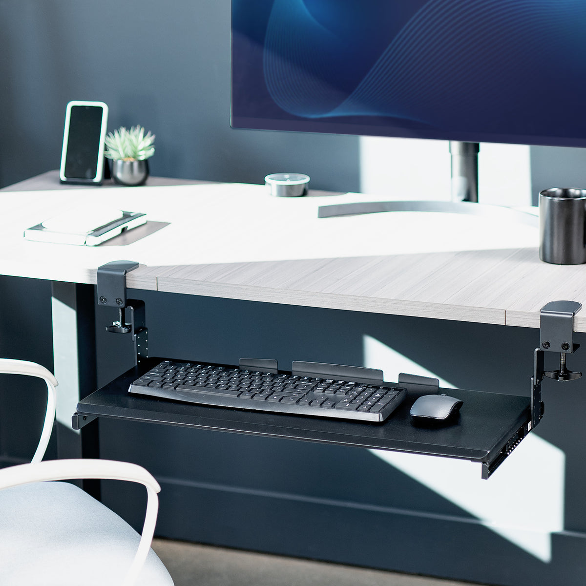 Computer Keyboard Desk Attachment Metal Under Desk Keyboard Holder KB 3010 Desk Clamp Adjustable