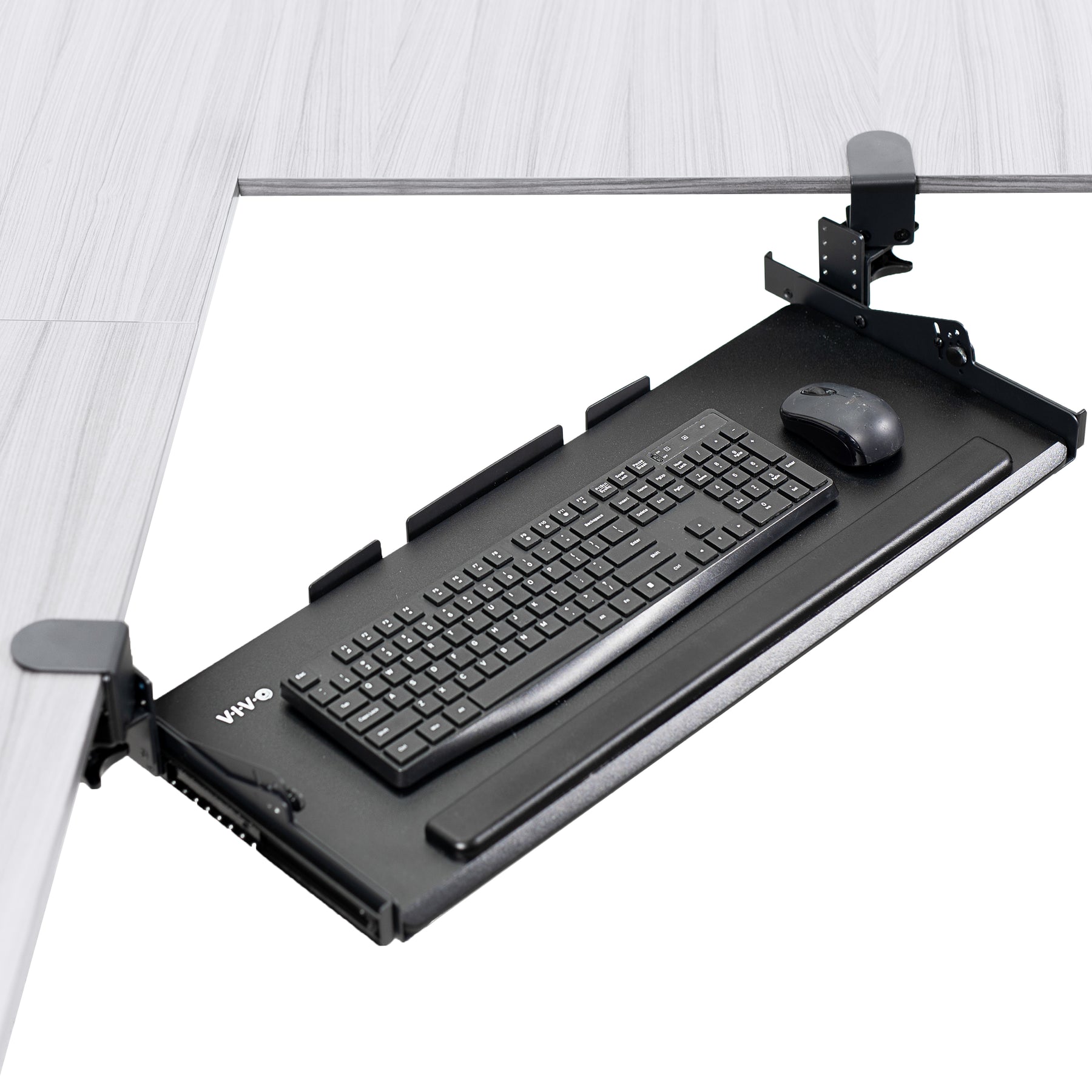 Black Clampon Height Adjustable Tilting Keyboard Tray VIVO desk