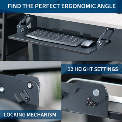 With twelve locking height adjustments you can find the most ergonomic working angle.