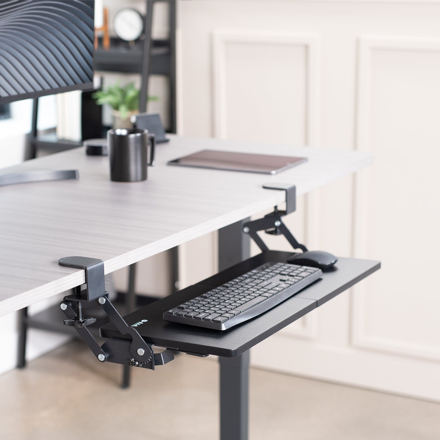 Computer Keyboard Desk Attachment Black Clamp-on Keyboard Tray with Swinging Height Adjustment – VIVO ...