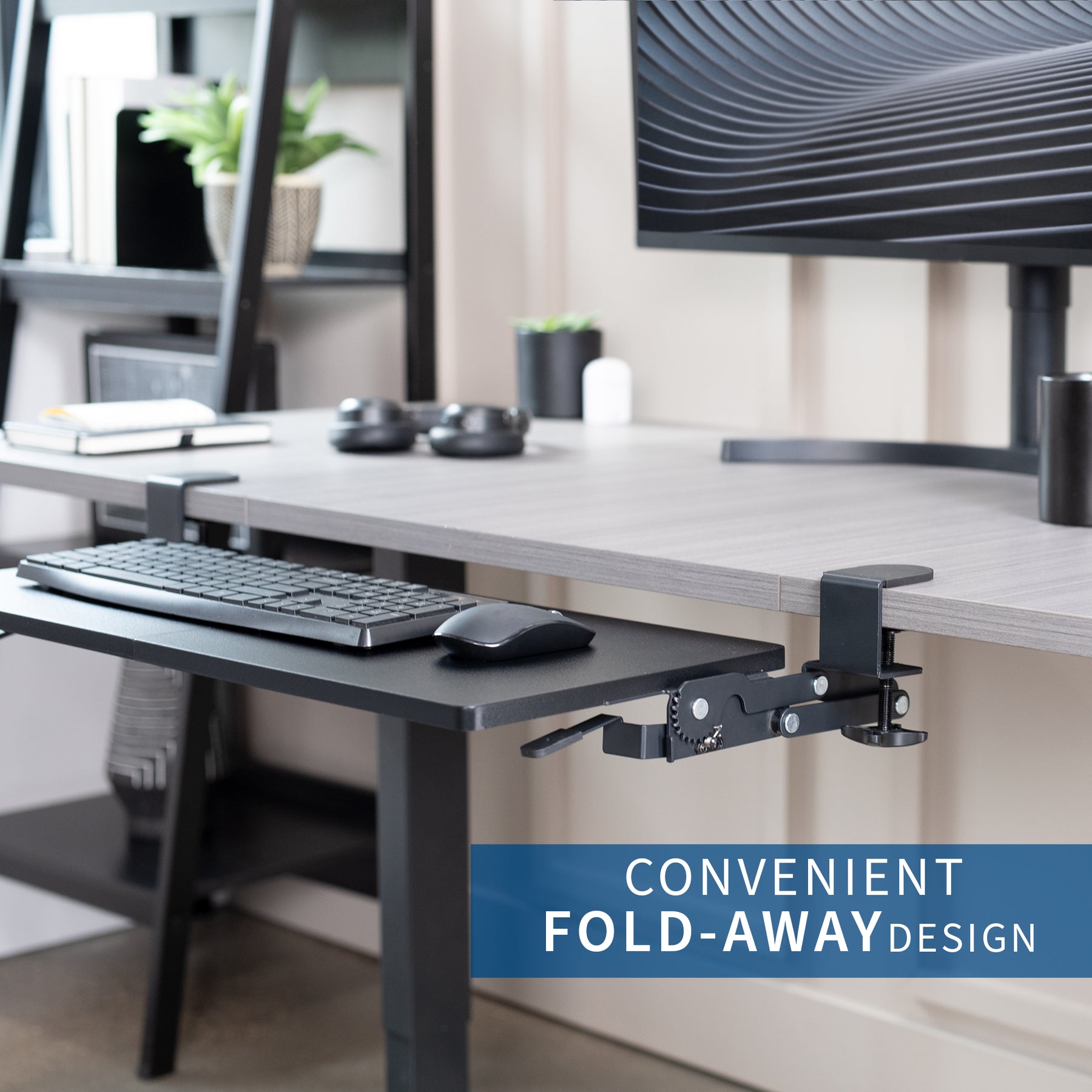 Black Clamp-on Keyboard Tray with Swinging Height Adjustment – VIVO ...