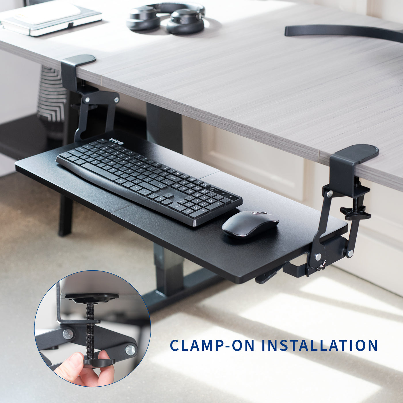 Key Keyboard Clamp Black Clamp-on Keyboard Tray with Swinging Height Adjustment – VIVO ...