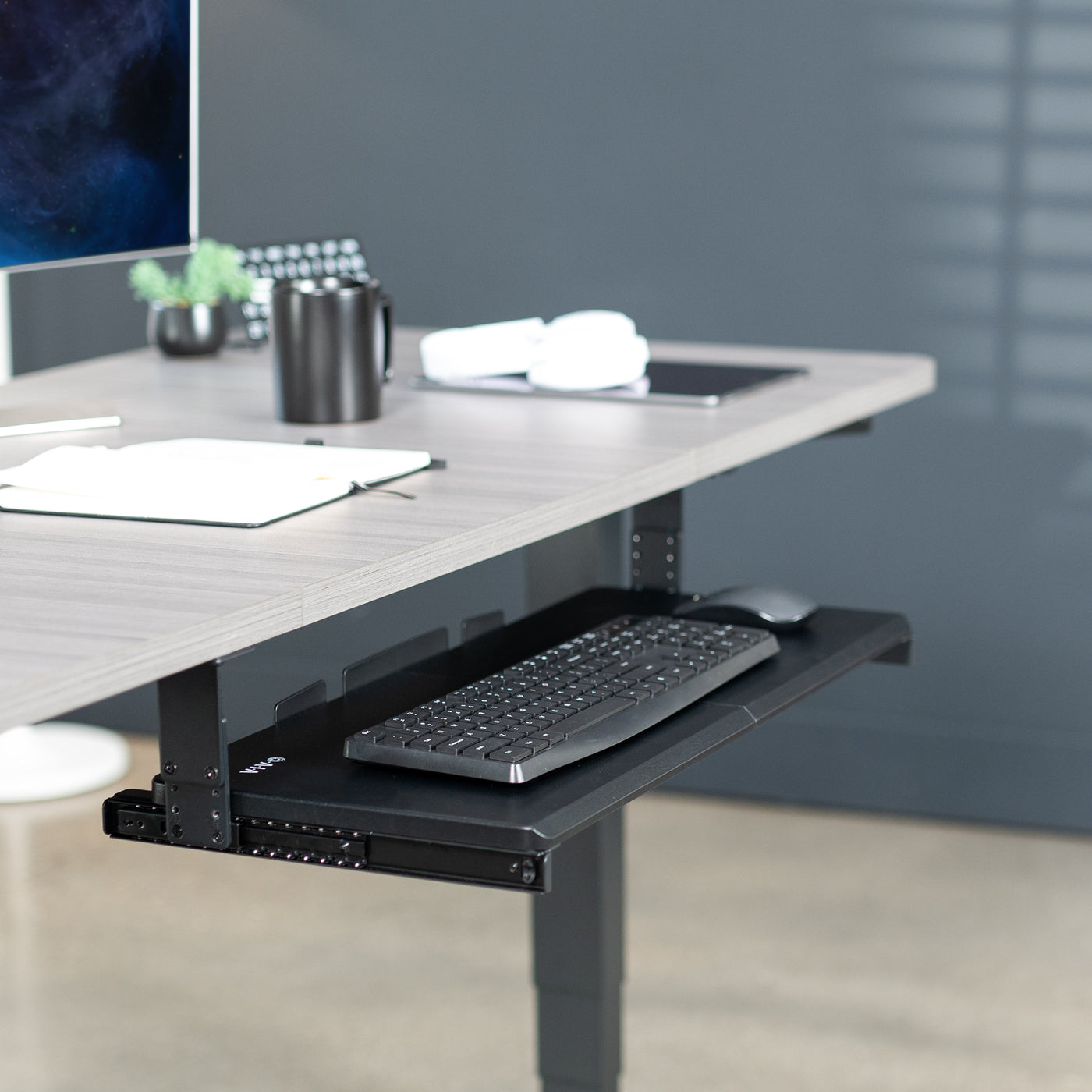 Black Under Desk Height Adjustable Keyboard Tray – VIVO - desk ...