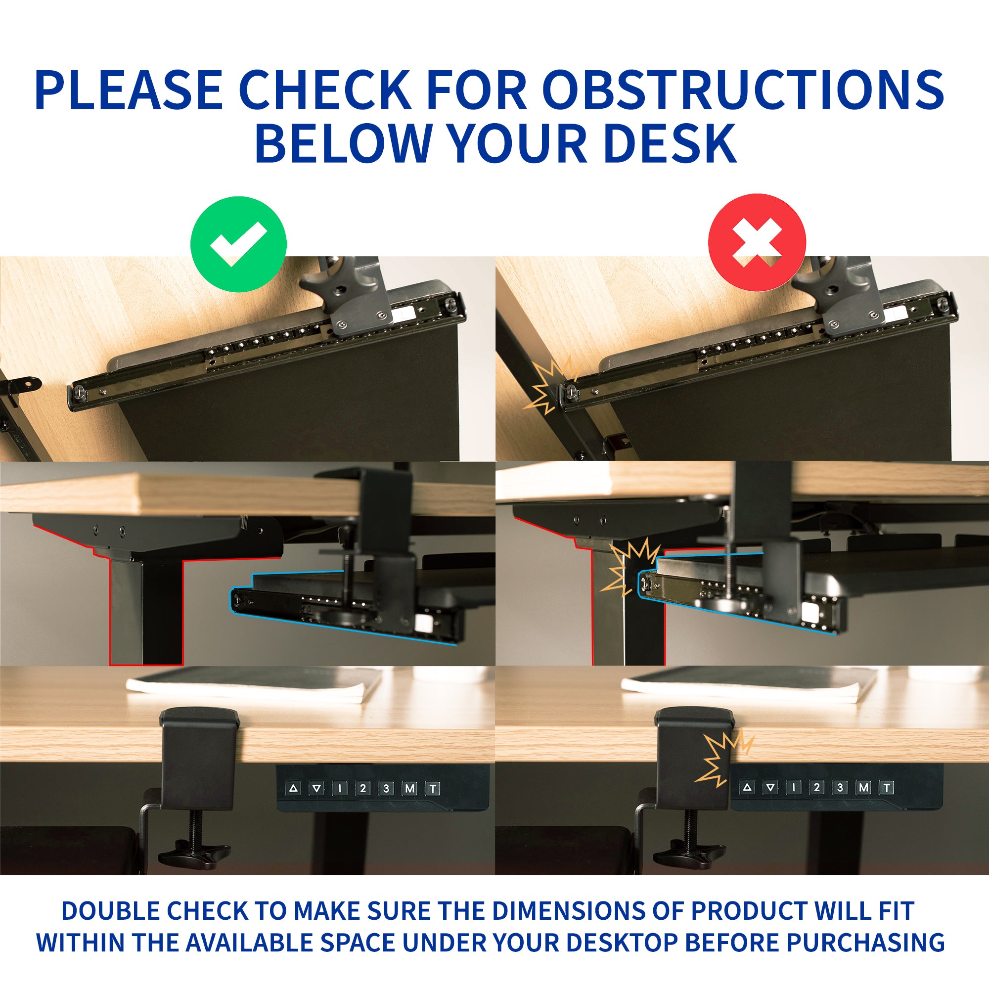 Under desk height adjustable pull-out sliding keyboard tray.