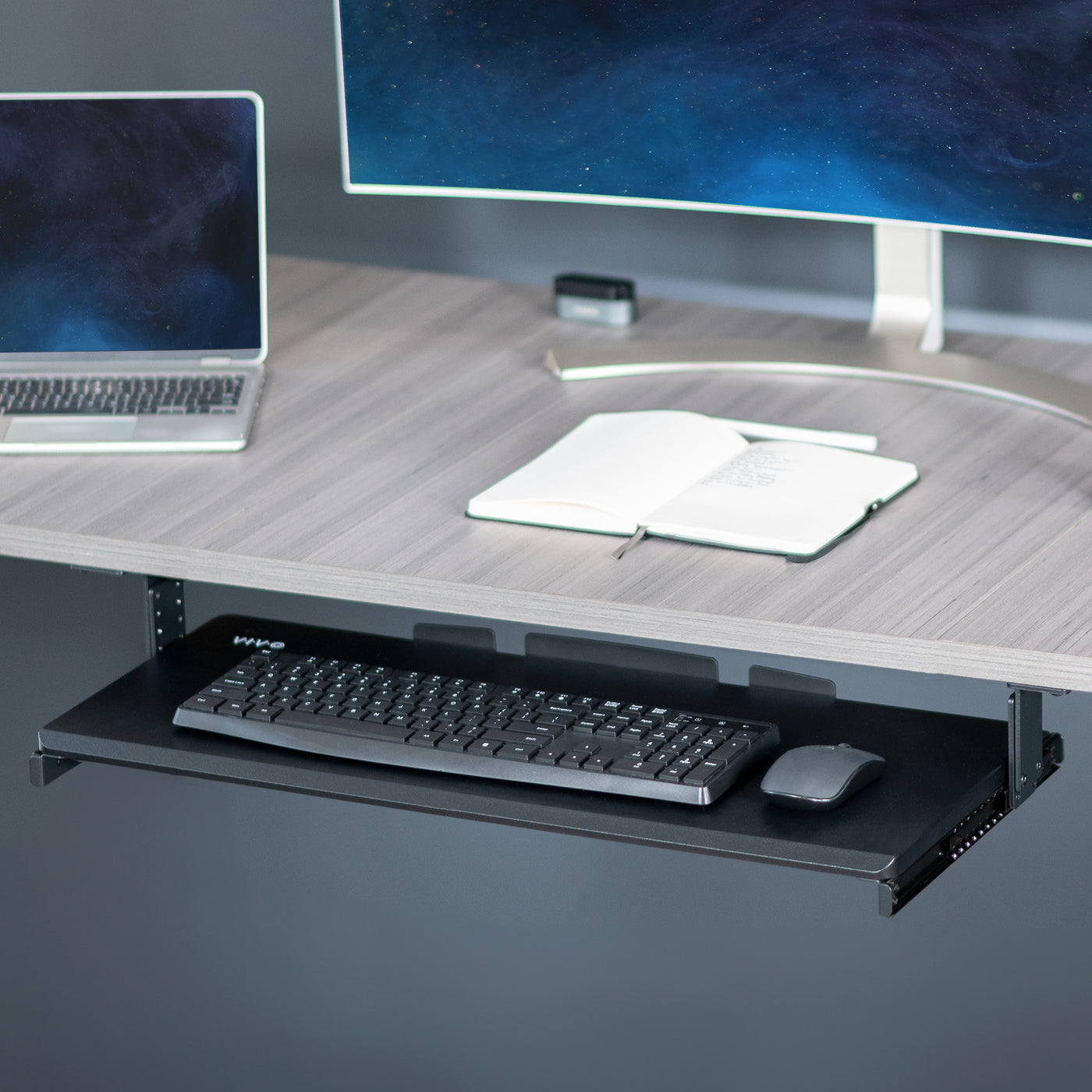 Black Under Desk Height Adjustable Keyboard Tray – VIVO - desk ...