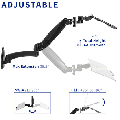 Adjustable wall mount keyboard tray.