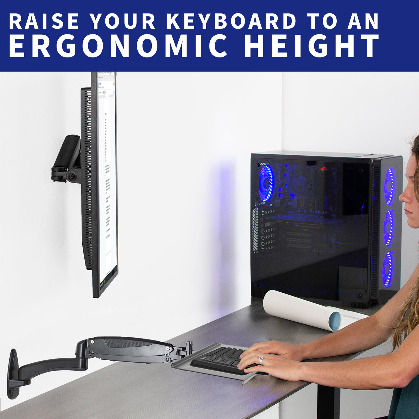 Pneumatic Wall Mounted Keyboard Tray – VIVO - desk solutions, screen ...