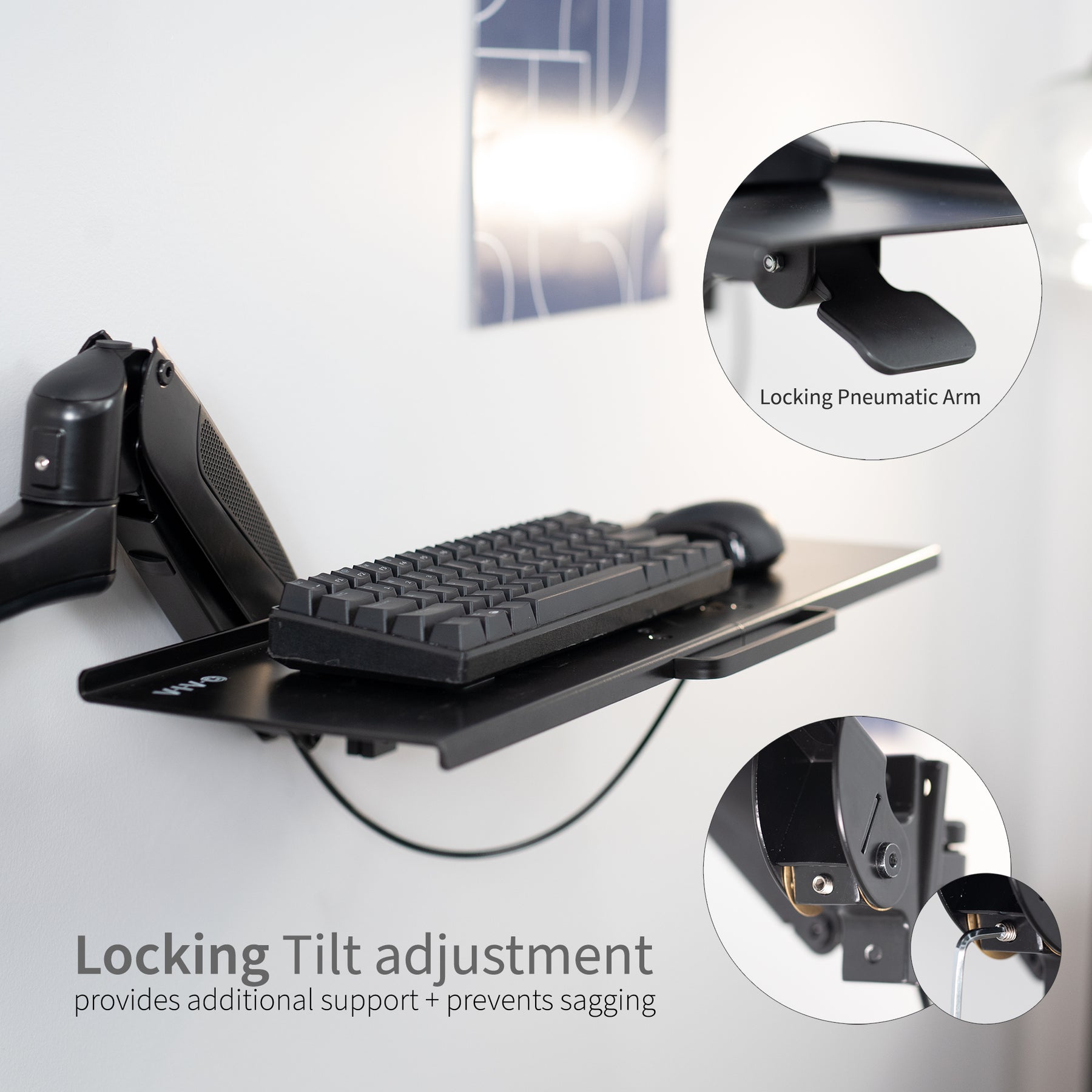 Pneumatic Wall Mounted Keyboard Tray – VIVO - desk solutions, screen ...