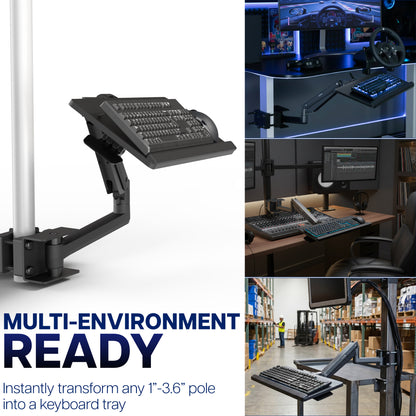 Pneumatic Pole Mounted Keyboard Tray