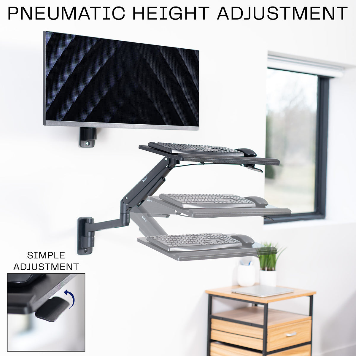 Pneumatic Wall Mounted Keyboard Tray – VIVO - desk solutions, screen ...