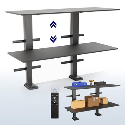 Height-adjustable shelf with remote control on a white background