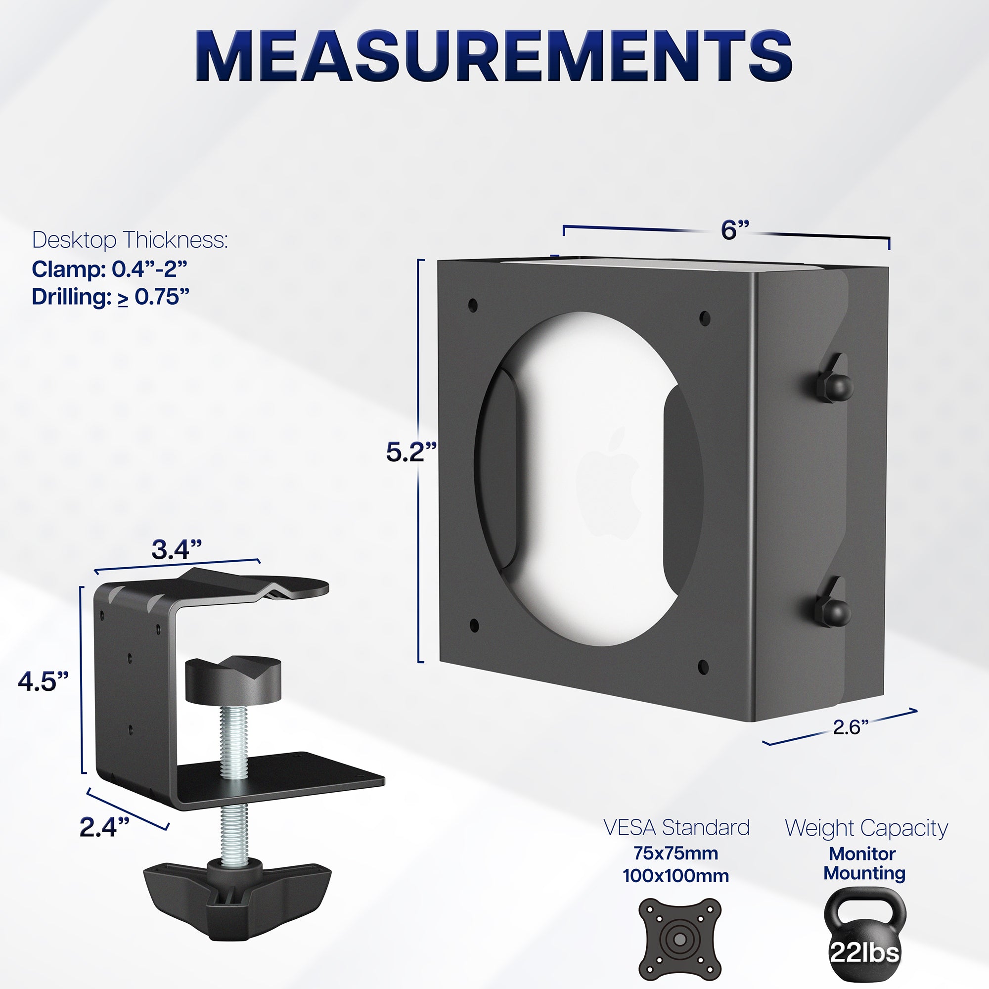VESA / Clamp / Desk Mount Designed for Mac Mini M4 and M4 Pro