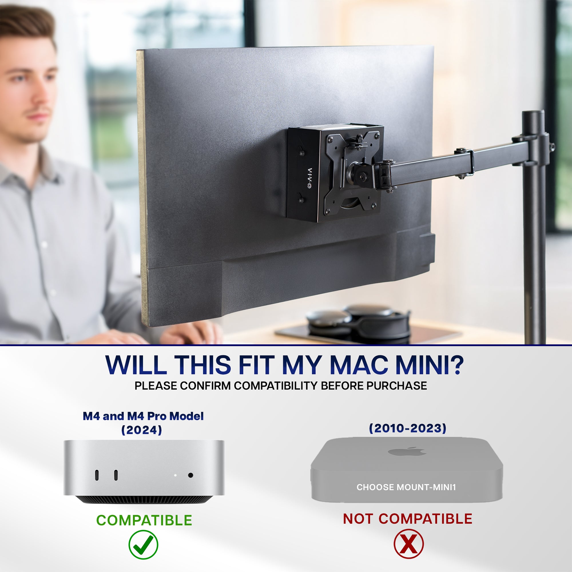 VESA / Clamp / Desk Mount Designed for Mac Mini M4 and M4 Pro
