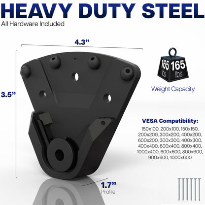Zero stud mount compatibility diagram for weight and VESA