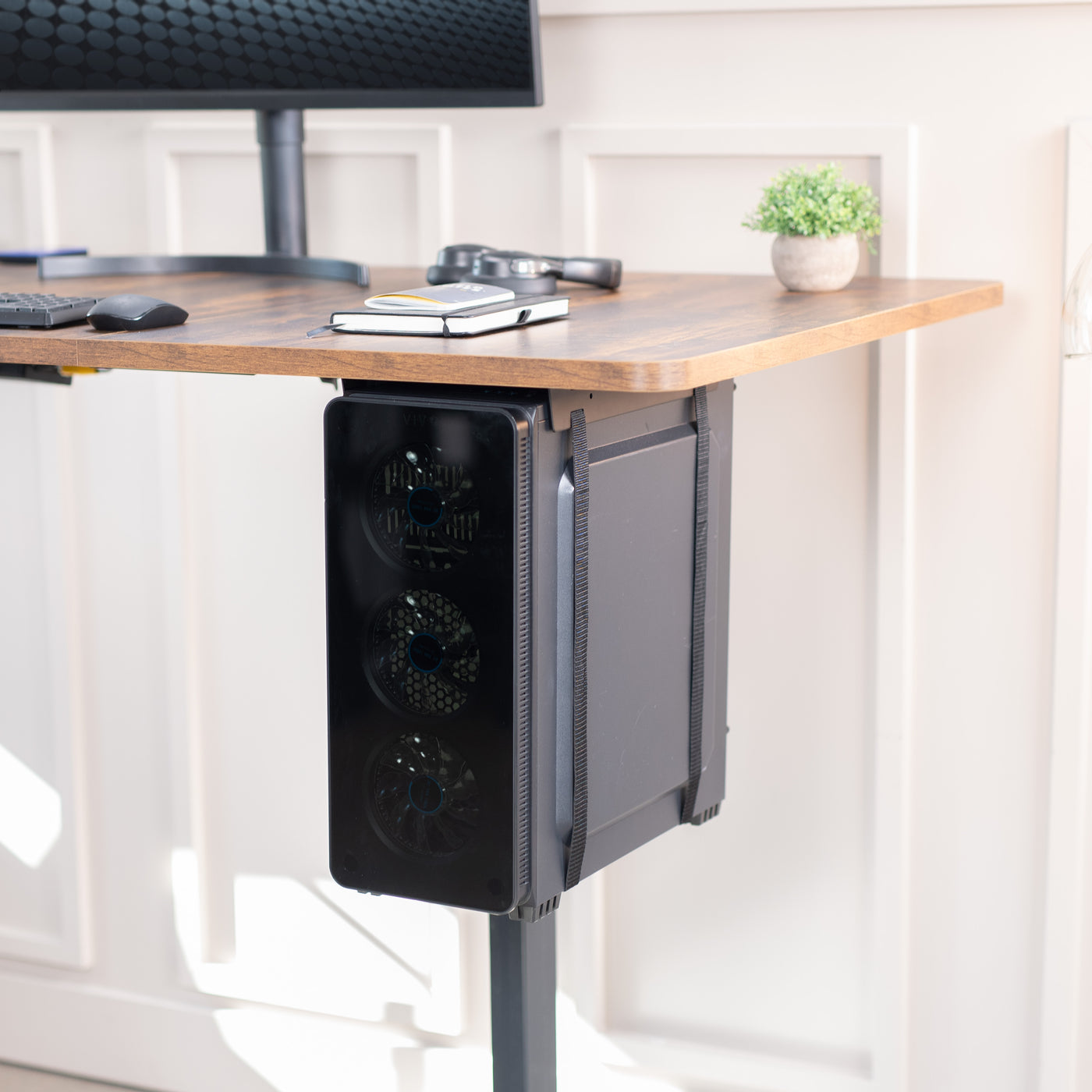 Under Desk Adjustable Strap PC Mount – VIVO - desk solutions