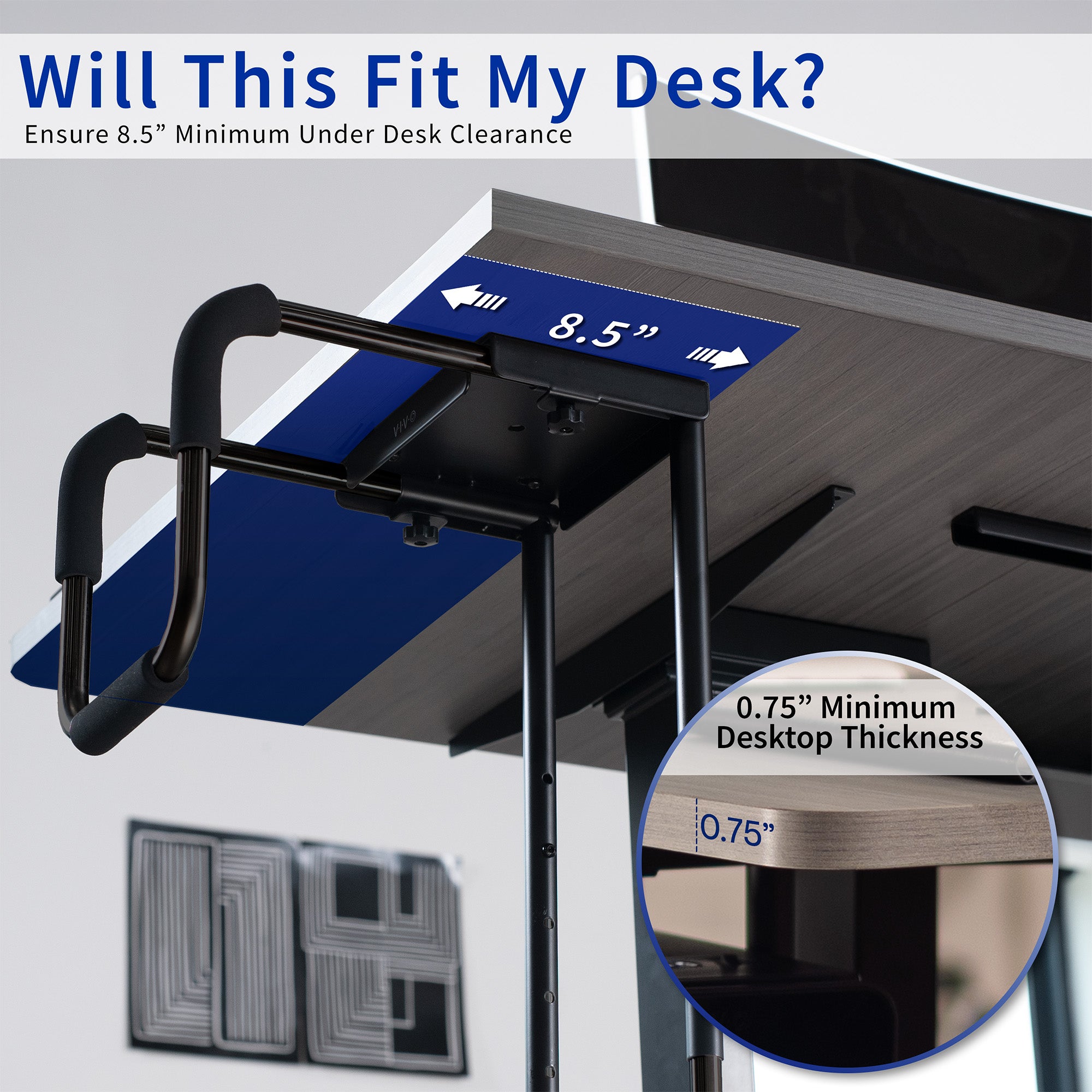 Large heavy-duty height adjustable and width adjustable under desk PC mount.