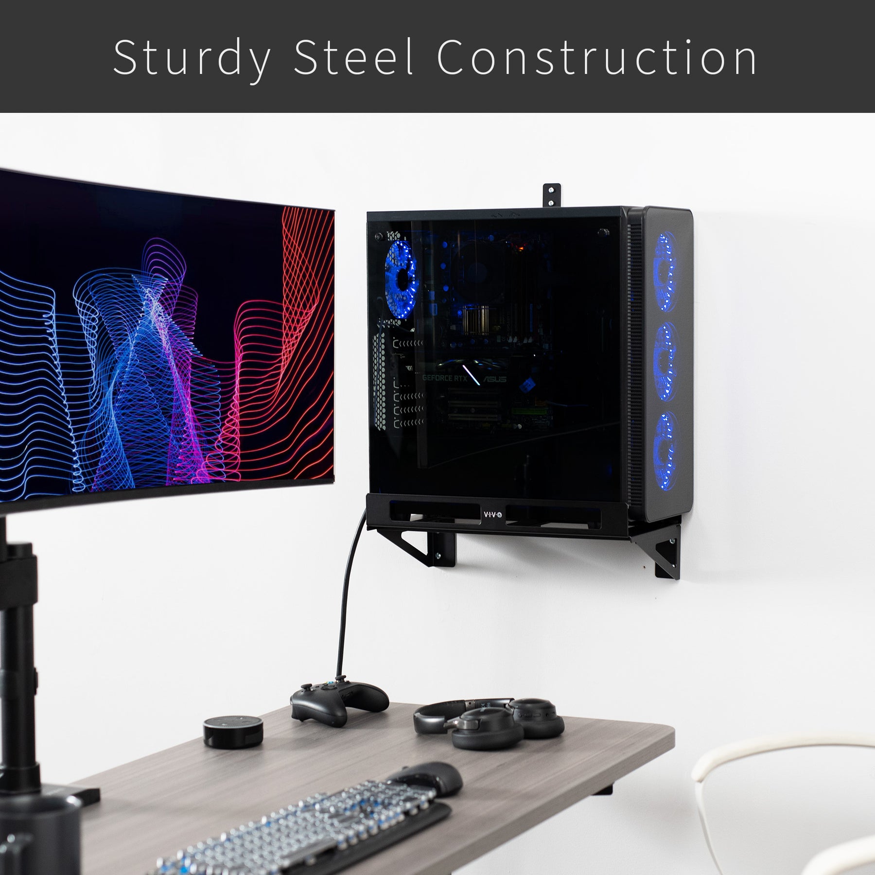 Deskside and Wall Gaming PC Mount – VIVO - desk solutions, screen ...