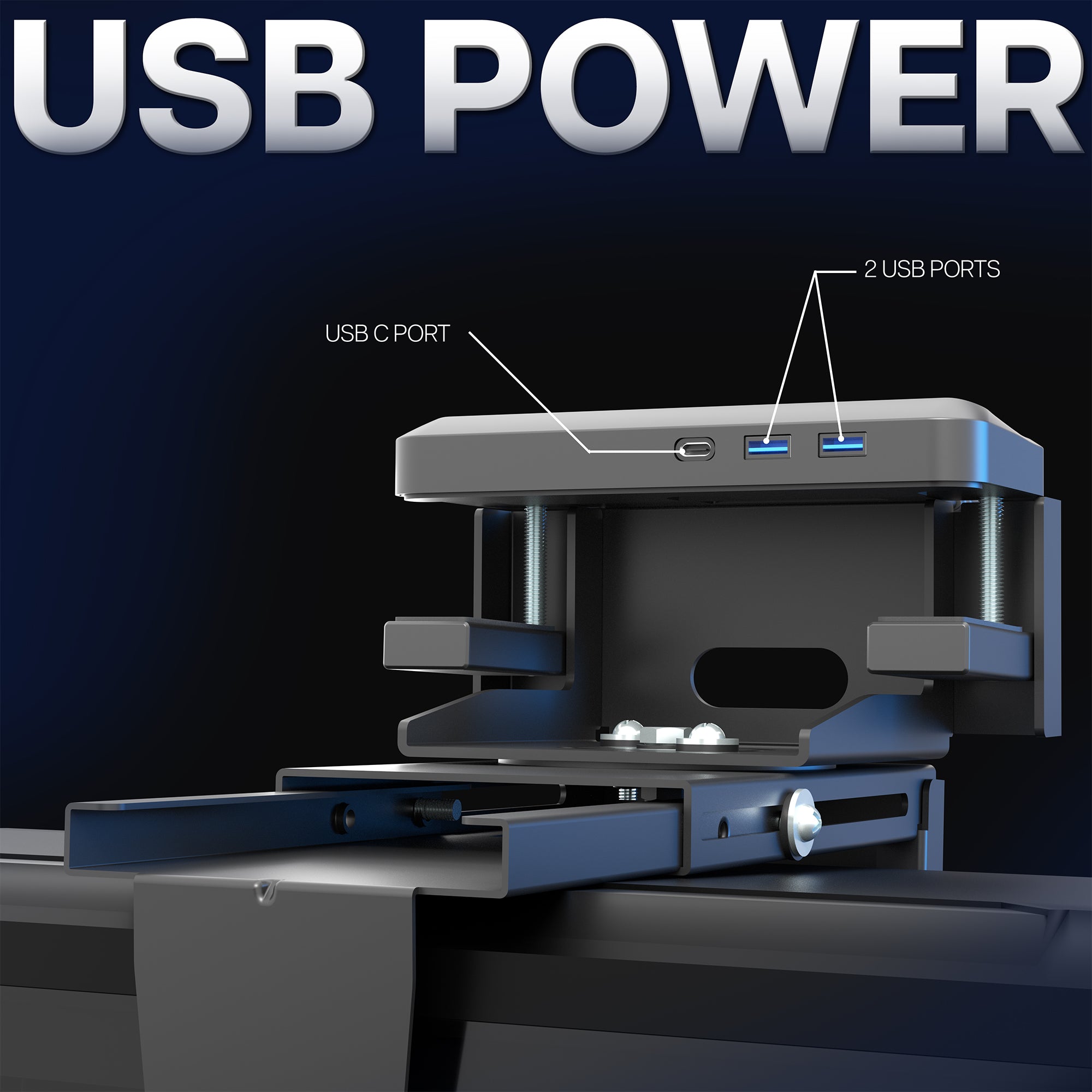 Large Clamp-on Desk and Wall PC Mount with USB Ports – VIVO - desk