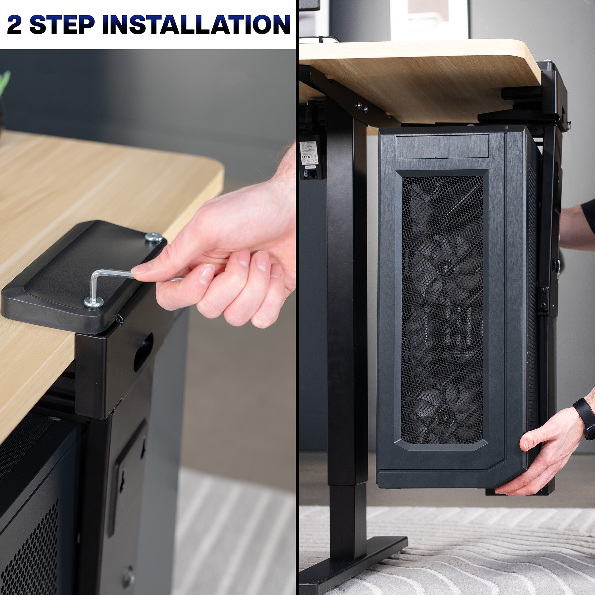 Large Clamp-on Desk and Wall PC Mount with USB Ports – VIVO - desk