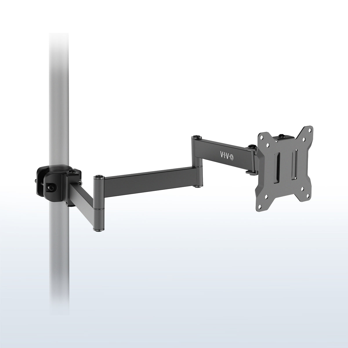 Long arm VESA monitor pole mount with articulating arm for 17-inch to 32-inch screens
