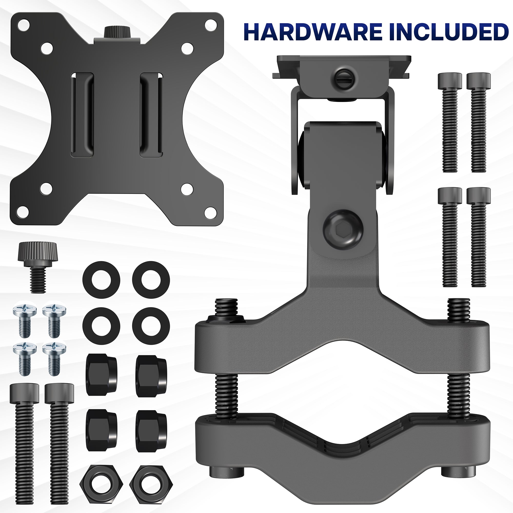 Heavy-duty VESA bracket pole mount.