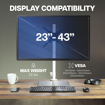VESA pole mount compatible with 23-inch to 43-inch monitors, TVs, and flat-screen displays