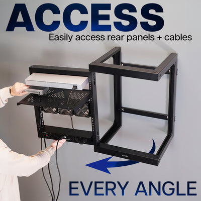 VIVO 12U Open Frame Wall Mounted Server Rack with Swing Gate for easy access to rear panels