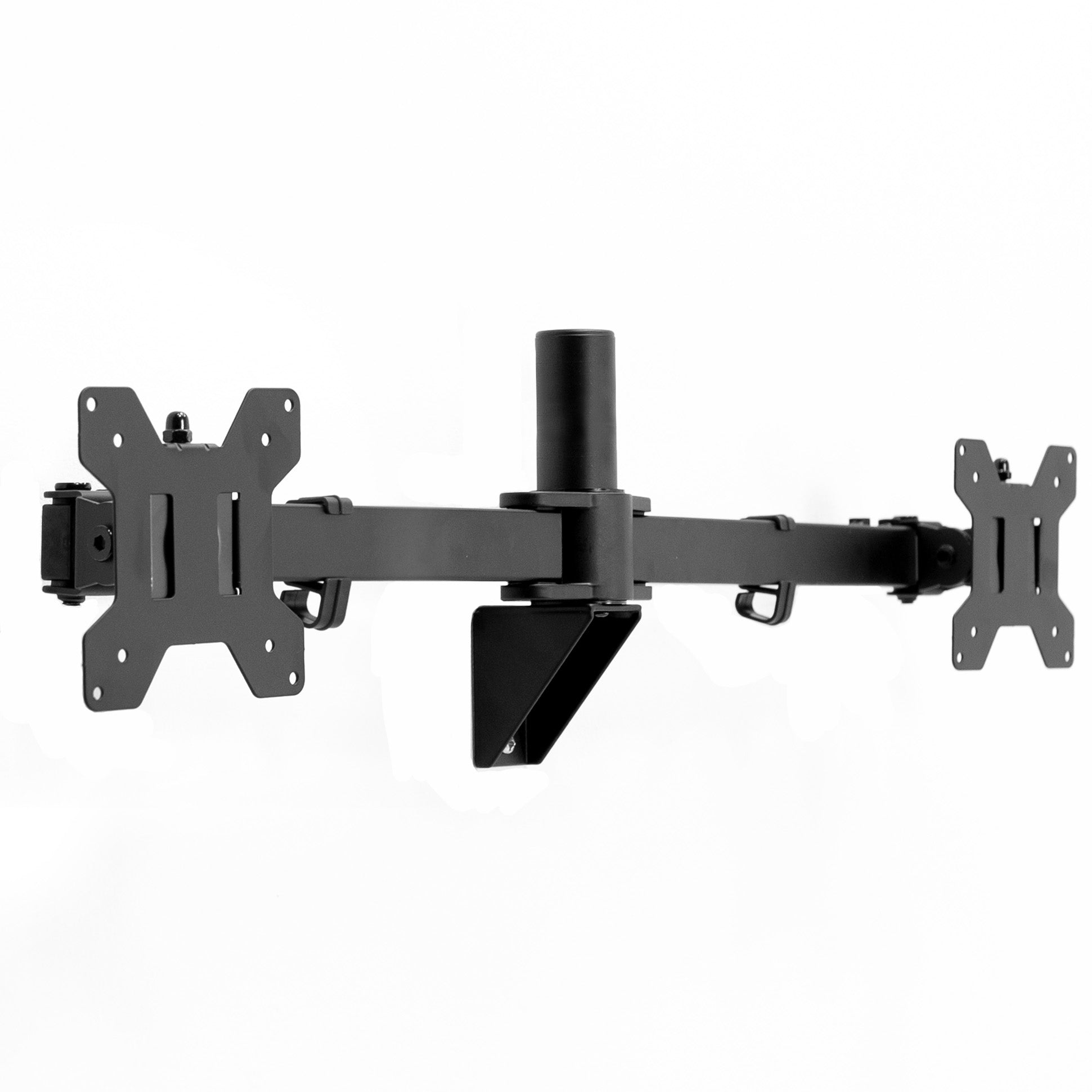 Adjustable telescoping dual monitor wall mount.