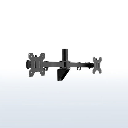 Adjustable telescoping dual monitor wall mount.