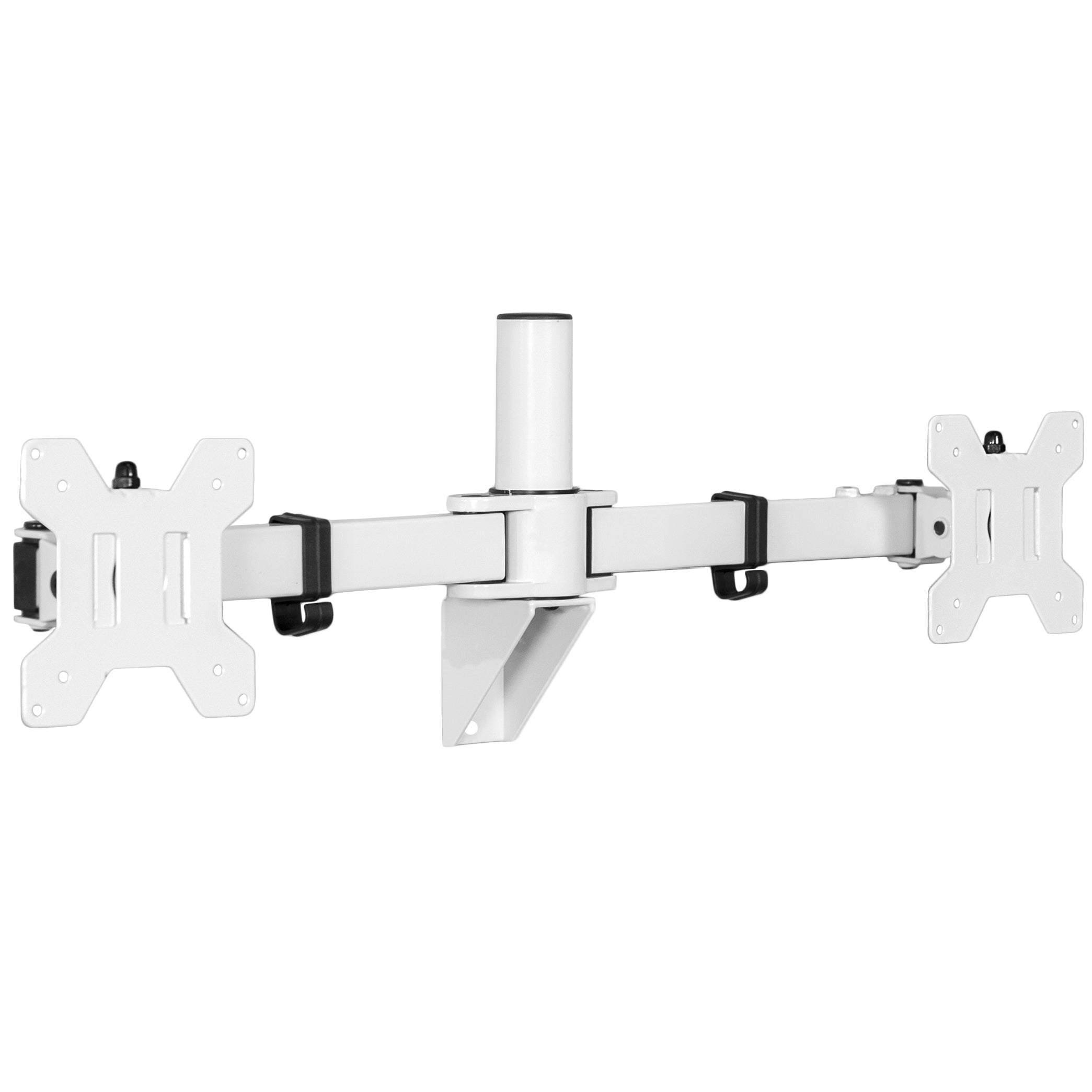 Adjustable telescoping dual monitor wall mount.