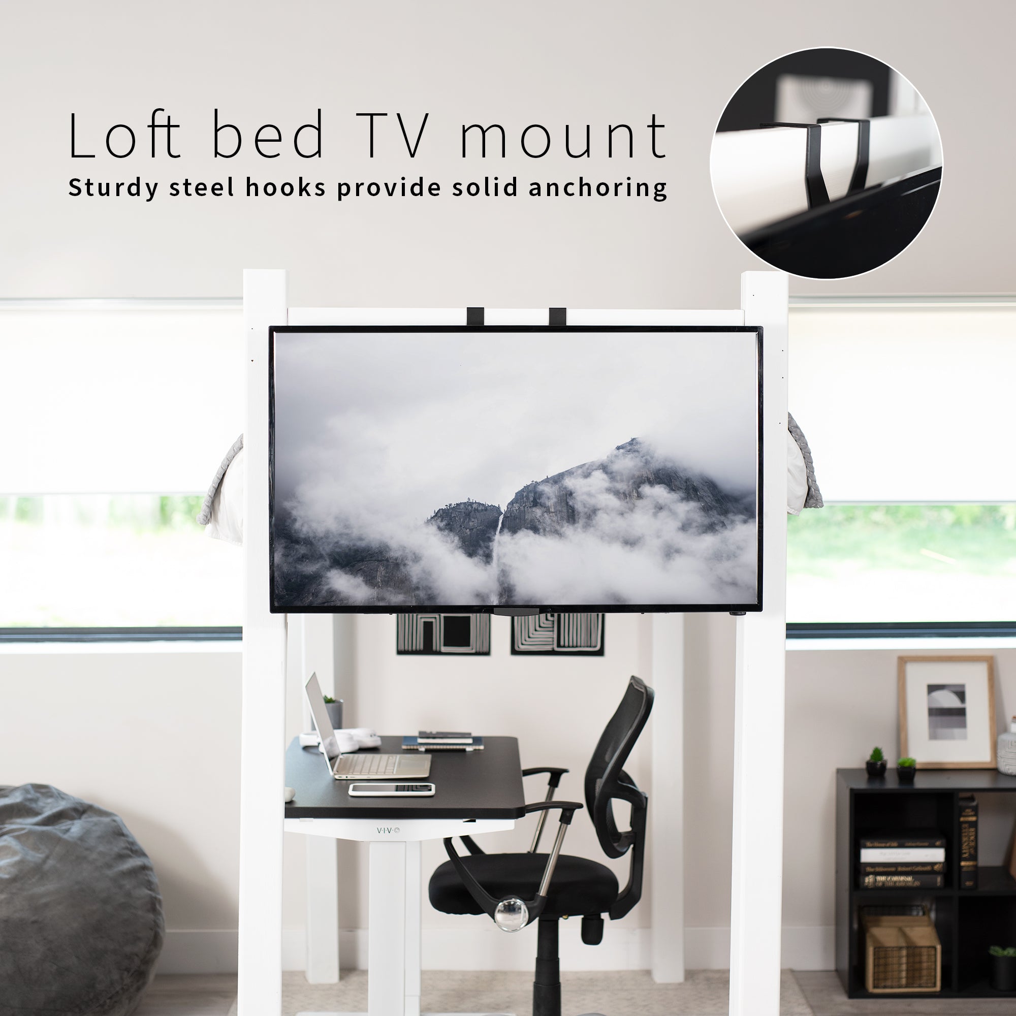 Height Adjustable Loft Bed TV Mount