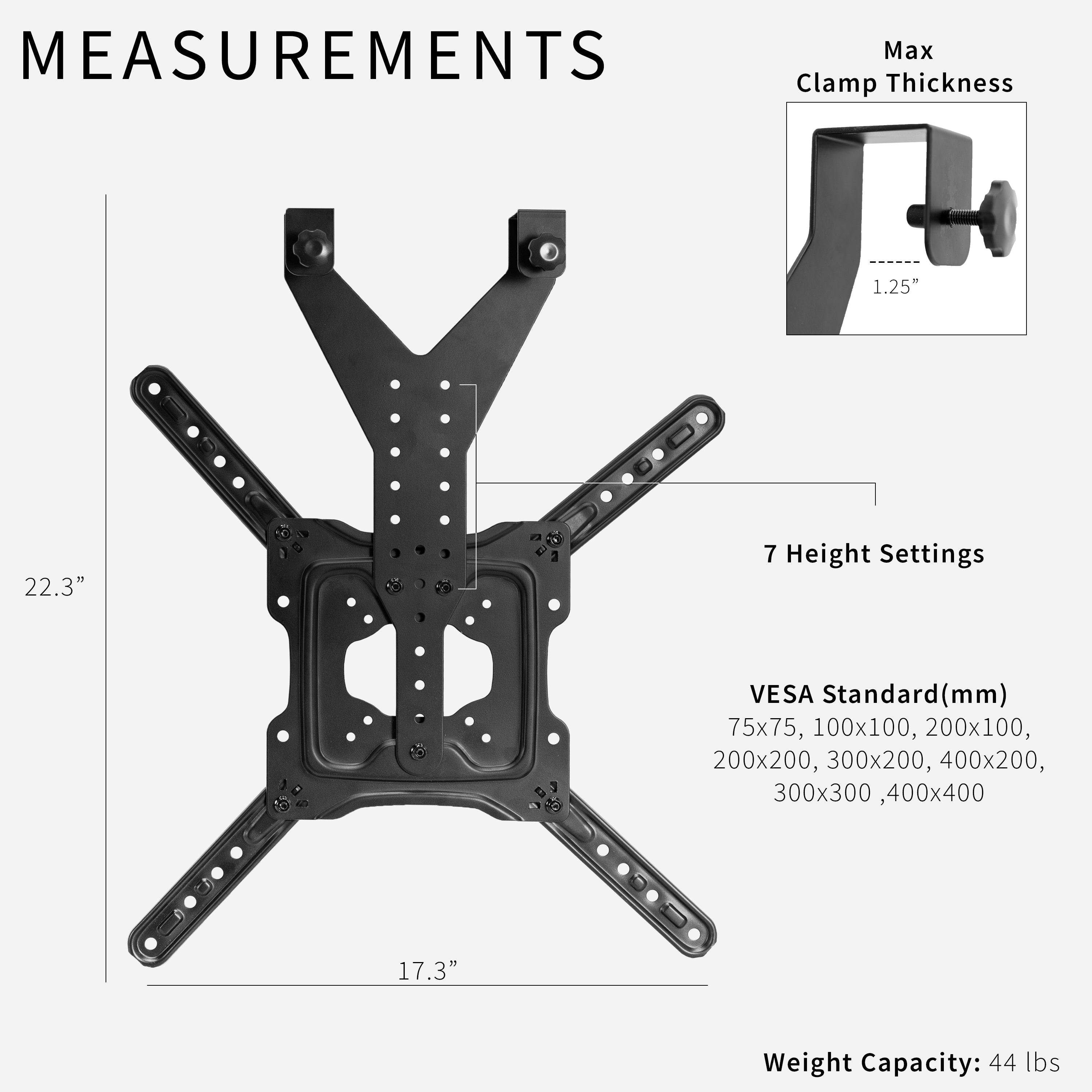 Height Adjustable Loft Bed TV Mount