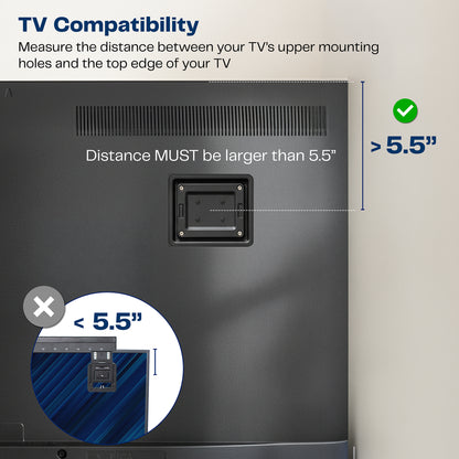 Diagram showing TV compatibility measurement for mounting distance.